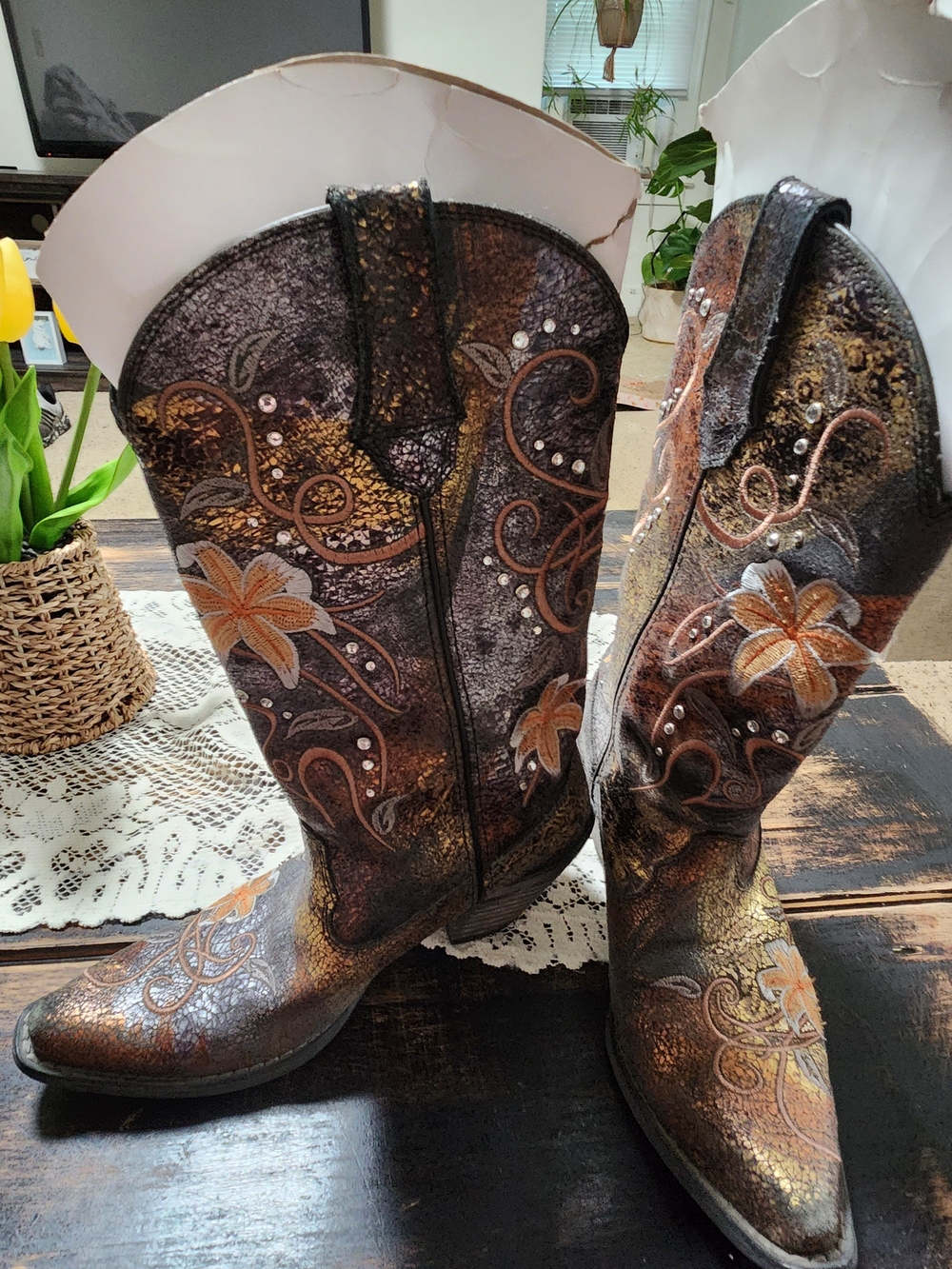 Durango Crush RD3030 Rhinestone Floral Leather Cowgirl Boots Size 6